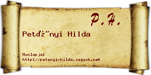 Petényi Hilda névjegykártya